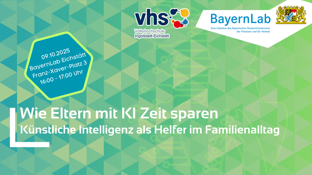 Werbeposter für den Kurs Wie Eltern mit KI Zeit sparen bei der vhs 2025